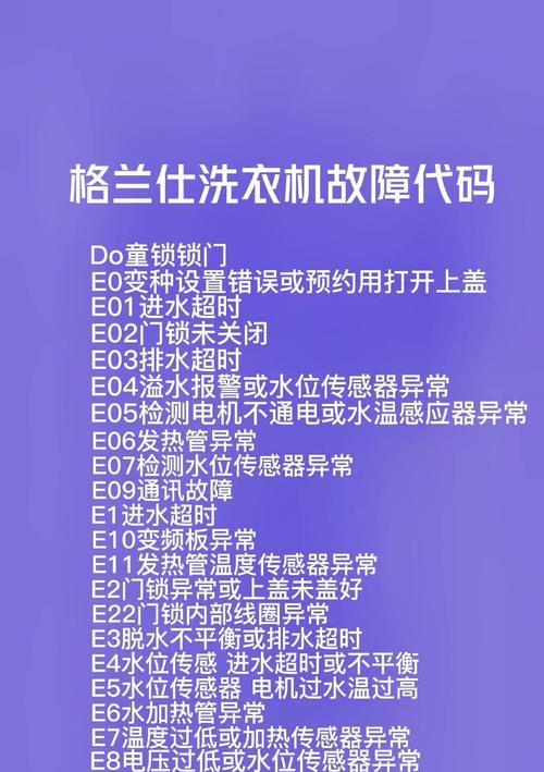 格兰仕滚筒洗衣机故障E2原因及解决方法（探究E2故障产生的原因）  第1张