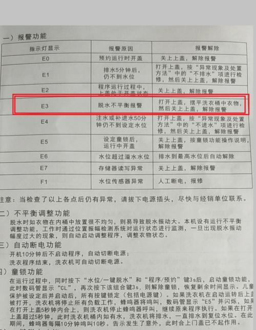 金铃洗衣机故障E3原因及常见维修方法详解（金铃洗衣机故障E3的解决办法）  第1张